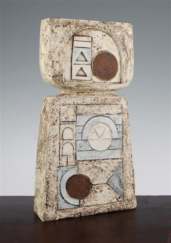 A Troika pottery double slab vase, c.1970, 35.5cm.